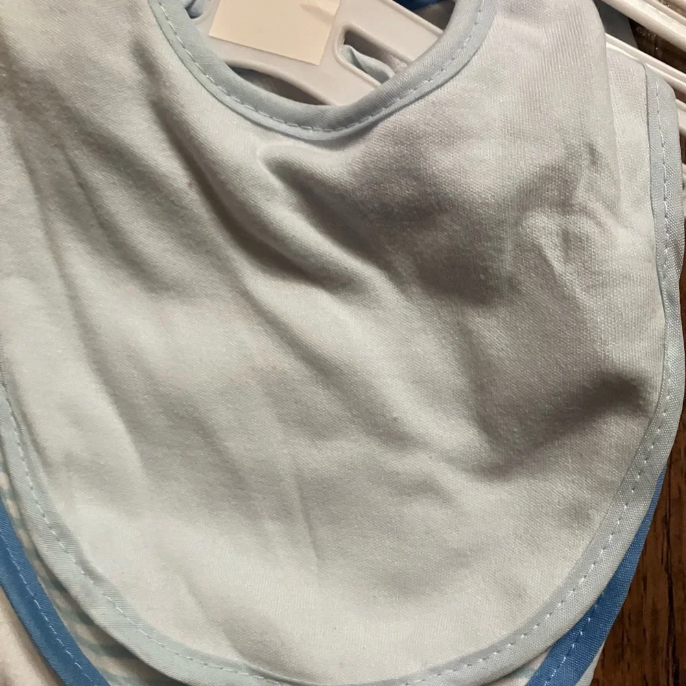 BonBebe Baby Bibs Lot of 5 New 6x6 Inches Blue/White/Lion